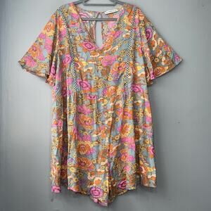 Rustty Dustty Romper Womens Plus Size 4XL Boho Garden Floral One Piece Shorts